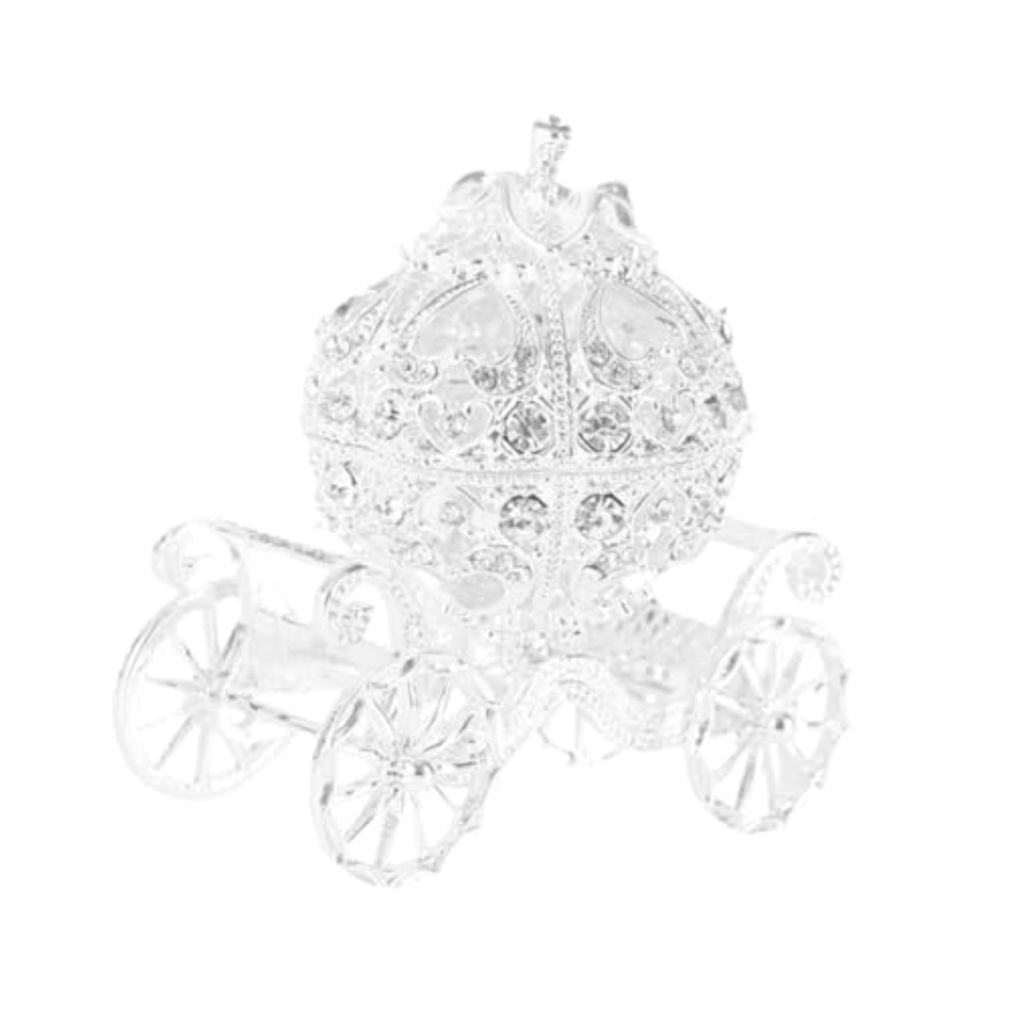 Decorative Enamel Pumpkin Carriage Jewelry Box, Silver