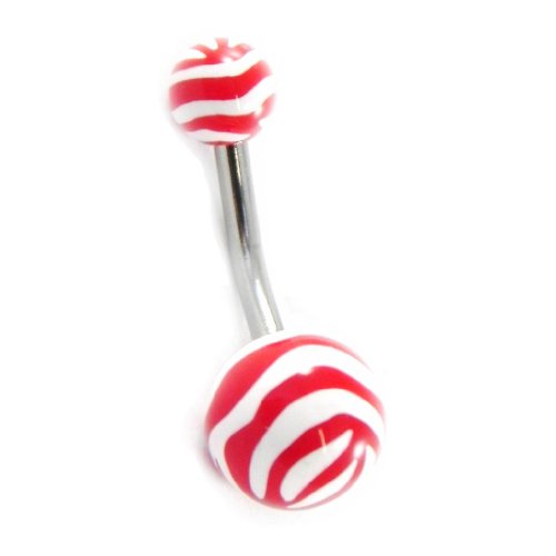 Preisvergleich Produktbild Les Trésors De Lily [H9323] - Body piercing 'Zèbre' rot weiß.