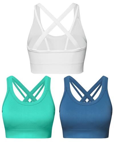Image of Sports Bras for Women HIigh Support, Criss-Cross Back Padded Strappy High Impact Sports Bras for Women Large Bust