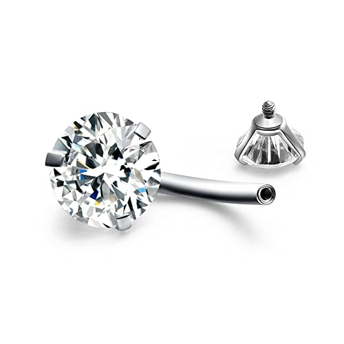 FECTAS 14g Belly Button Rings Surgical Steel CZ Petite Navel Ring for Women Body Piercing Jewelry Petite select Barbell Len 6mm 8mm 10mm 12mm 14mm Silver3