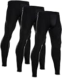 Yuerlian 3 Pack Men's Compression Pants Athletic Base Layer Tights Leggings for Workout Running Sport Gym Yoga Basketball