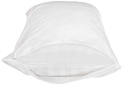 Image of Amazon Basics King Pillow Protector with Zipper, Breathable 100% Cotton Hypoallergenic, Tight Weave, Machine Washable, White, 37 x 21 Inches, Pillows Not Included