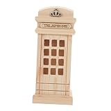 STOBOK 木製貯金箱レトロハウス型貯金箱節約ポット電話ボックスデザインコンテナクリエイティブ木製貯金箱子供の誕生日のおもちゃ