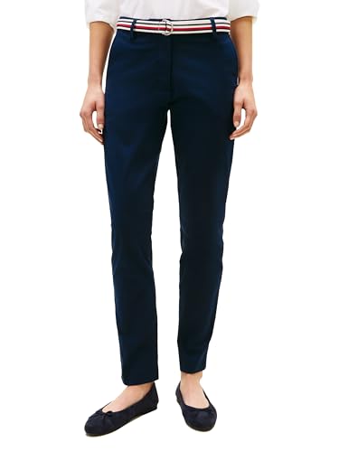 Image of Tommy Hilfiger Women's Twill Slim Chino Pants with Stretch Mid Rise Ankle Pants