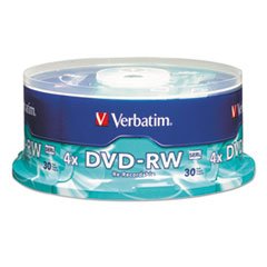 Verbatim DVD-RW Rewritable Media Spindle, 4.7GB/120 Minutes, Pack of 30