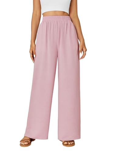 LYANER Women's High Waisted Palazzo Pants Casual Wide Leg Lounge Pant with Pockets for Beach Travel Vacation2