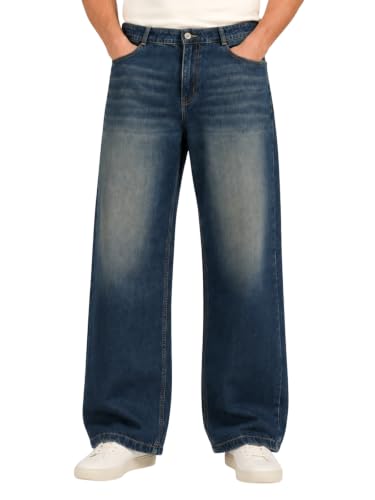 Image of GRECIILOOKS Baggy Jeans for Men | Mens Wide Leg Relax Fit Jeans | Baggy Jean's for Boys | Oversized Jean's for Everyday Streetwear