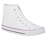 jumex schuhe sandalen Sohle: Gummi JUMEX Neu Damen Sneakers Freizeit Turnschuhe High Top Schuhe (42, Weiß)