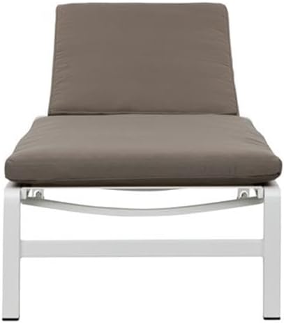Pemberly Row Modern Style Lounger Cushion, 76 x 25 in, Fabric, Gray and White Finish, 2 in Thick, Comfortable Insert with Pocket for Outdoor Use