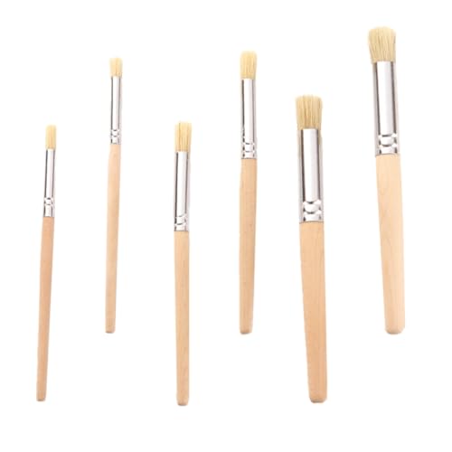 TOPBATHY Juego de 6 Pinceles de Dibujo para Pintura al Óleo, Mango de Madera Natural, Cerda de Pelo de Cerdo, Kit Portátil para Artistas y Estudiantes, Adecuado para Bocetos y Manualidades