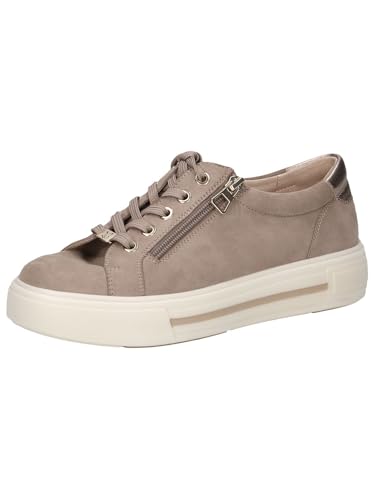 CAPRICE Damen Sneaker flach aus Leder mit Reißverschluss, Braun (Mud Comb), 38.5 EU