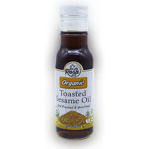 De La Rosa Toasted Sesame Oil, Cold Pressed Organic, 8oz Cover
