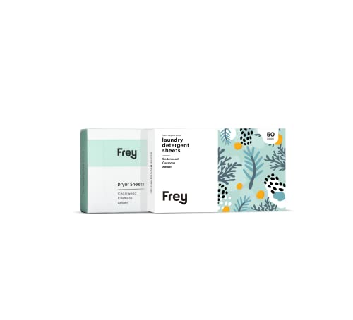 Frey Laundry Detergent Sheets and Dryer Sheets Bundle - Safely Scented, Luxurious Sheet Laundry Detergent and Non Toxic Dryer Sheets - Plastic-free, Waterless, Vegan, Plant-derived - Cedarwood / Oakmoss / Amber