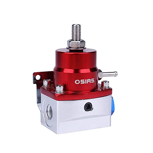 Osias Universal Adjustable Fuel Pressure Regulator Kit +160 Psi Pressure Gage An6 Fitting Connectors Kit Red&Sliver #TOP3