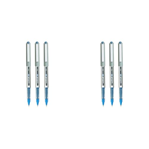 Image of Uniball Eye UB157 0.7mm Roller Ball Pen | Waterproof Pigment Ink | Lightweighted Sleek Body | Long Lasting Smudge Free Ink | School and Office stationery | Blue Ink, Pack of 6