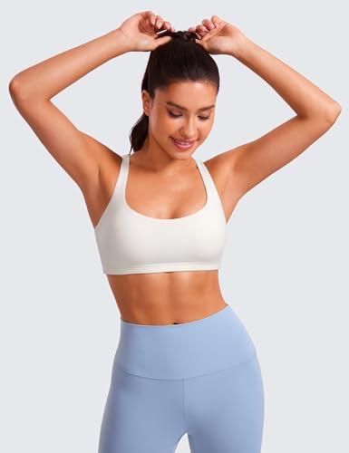 Image of CRZ YOGA Women's Light Support Strappy Sports Bra - Low Cut Wirefree Padded Yoga Cami Criss Cross Back