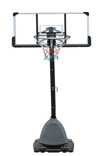 Thunder Arena Steel-Glass Portable Basketball System with Official Glass Backboard Royal Blue