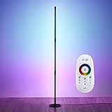 Fernbedienung: Sie können RGB, Helligkeit und Geschwindigkeit über die Fernbedienung steuern. Einfach zu bedienen, verwenden Sie einfach die Fernbedienung, um die Helligkeit und Farbe des Lichts einzustellen. Die Stehleuchte verfügt über eine Speicherfunktion. Es kann die Helligkeit und Farbe beibehalten, als es das letzte Mal ausgeschaltet wurde.
