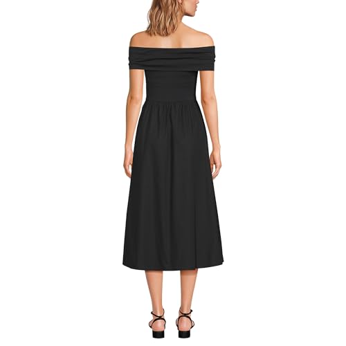 Lands' End Women's Off The Shoulder Slender Mixed Media Dress2