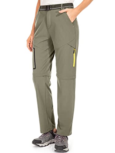 Women's Hiking Pants Zip-Off Convertible Quick Dry Lightweight Outdoor Fishing Pants With Zipper Pocketss #5818F-Light Green-8 #TOP6