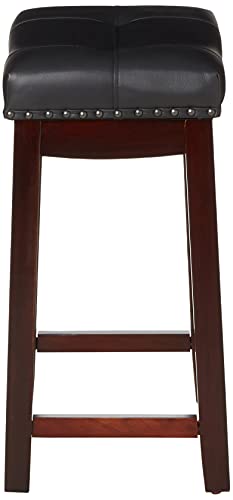 Angel Line Cambridge Padded Saddle Stool With Cushion, 24", Espresso/Black, Set Of 2 #TOP2