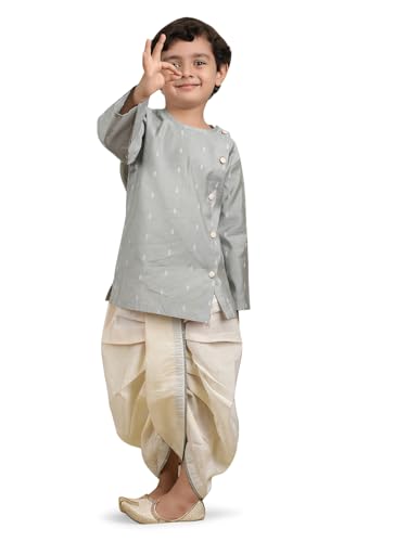 Image of POLKA TOTS Pure Cotton Traditional Dhoti Kurta Set for Baby Boys, Toddlers & Kids | Soft and Breathable Cotton Ethnic Dress for Festivals and Weddings | Traditional Elegant Indian Festive Clothing