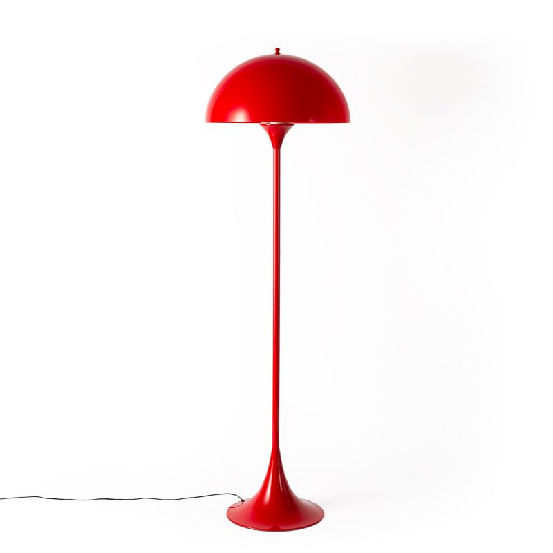 Lámpara de pie de diseño PALM con 3 portalámparas E27, estilo moderno y minimalista, luz personalizable, base estable con contrapeso, color Rojo, para dormitorio o rincón de lectura