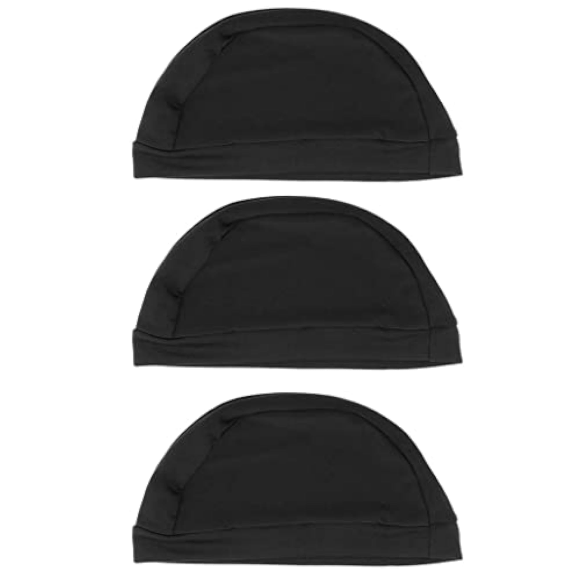 Black Spandex Dome Cap for Making Wigs, 3pcs