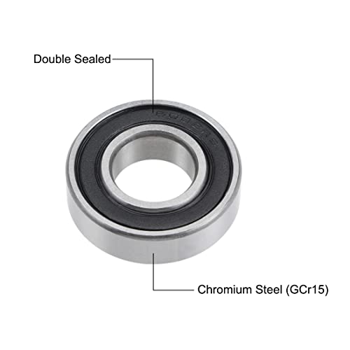 sourcing map Kugellager 6002-2RS Rillenkugellager 15x32x9mm Doppelt Versiegelter Chromstahl Lager