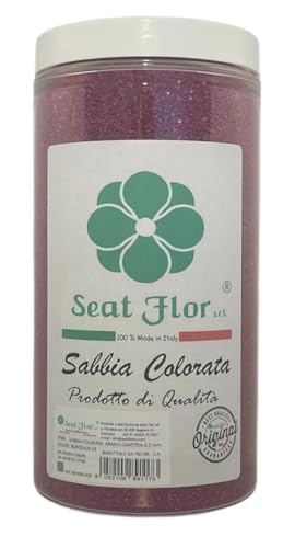 Arena de colores, arena para decoración, arena para boda, arena de tamaño 0,3/0,7 mm. en tarro de 750 gr. (Burdeos)