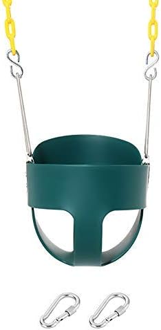 Take Me Away High Back Full Bucket Toddler Swing Seat with Yellow Coated Swing Chains Fully Assembled - Swing Set Accessories, Green
