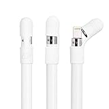 TXEsign 3 pcs Premium Silicone Pencil Cap Holder Saver for Apple Pencil (White)