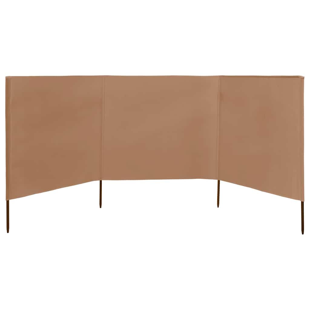 Paravento da spiaggia a 3 pannelli, tessuto grigio taupe 400 x 80 cm, antivento per campeggio, paravento spiaggia per spiaggia e giardino