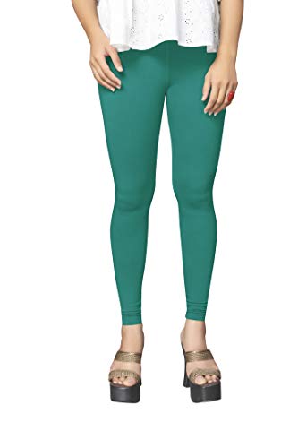 Image of Women's Cotton Skinny Leggings with Ankle Length Solid Pattern Mid Rise and Elastic Closure | Cotton Skinny Leggings for Womens