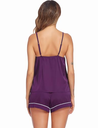 Image of Ekouaer Pajamas for Women Set Silk Satin Pjs Sexy Lingerie Sleepwear Cami Shorts Set Summer Nightwear S-XXL