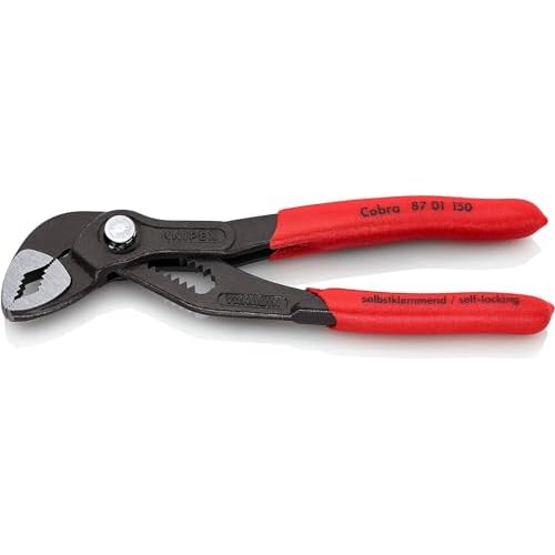 KNIPEX 87 01 150 Cobra® Hightech-Wasserpumpenzange grau atramentiert mit rutschhemmendem Kunststoff überzogen 150 mm