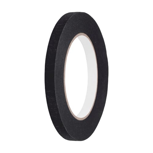 QUARKZMAN 3/8 x 54.6 Yard Ruban De Masquage Coloré Papier Crêpe Universel Ruban De Peintre Coloré Pour Art Dessin DIY Bricolage Étiquetage Scellage, Noir