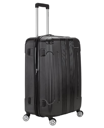 Image of Rockland London Hardside Expandable Spinner Wheel Luggage, Black, Checked-Large 28-Inch
