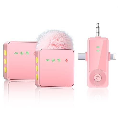 Therivo 3-in-1 Wireless Microphone for iPhone/Android/Camera with Noise Cancellation 2-Pack 20-Hour Battery Life Mini Lavalier Mics for Podcast Video Recording Vlogging and Streaming
