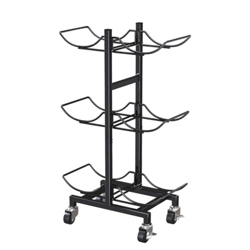 HJLKDYM Water Bottle Holder, Heavy Duty Foldable Water Jug Stand, Movable Water Jug Organizer with 4 Wheels for 6 Bottles