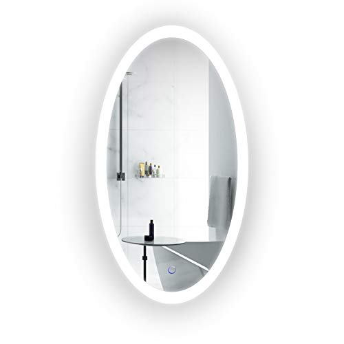 Krugg Oval LED Bathroom Mirror 22 Inch x 40 Inch | Lighted Vanity Mirror Includes Dimmer & Defogger | | Wall Mount Vertical or Horizontal Installation |
