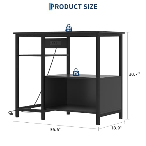 Image of Garvee 40-50 Gallon Fish Tank Stand with Power Outlets | Heavy Duty Metal and Wood Aquarium Stand with 4-Tier Open Storage Shelves and Sturdy L