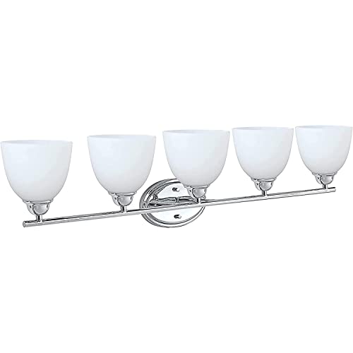 Image of Aspen Creative 62229, Five Metal Bathroom Wall Light, 40 inch Wide, Transitional Design in Chrome Vanity Fixture
