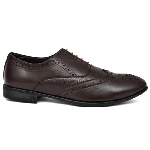 Mens-Stylish-Brogue-Leather-Dress-Shoes-Brown