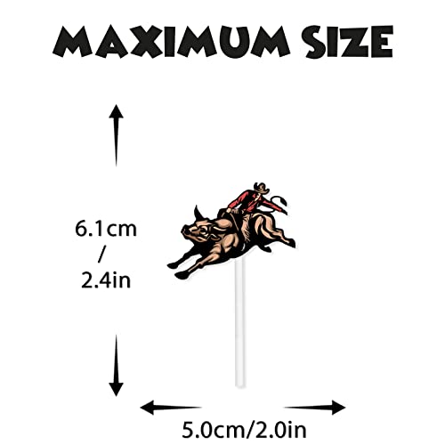 18Pcs Cow Brown Glitter Dessert Cupcake Topper Country Western Bull Riding Competition Theme Decorations Baby Shower Boys Girls Happy Birthday Decor Supplies #TOP3