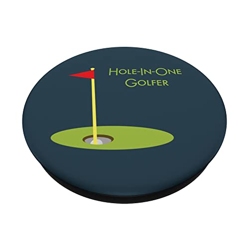 Hole In One Golfer Golf Ball In Golf Cup Fun Golfing Design PopSockets Swappable PopGrip, Black - Image 2