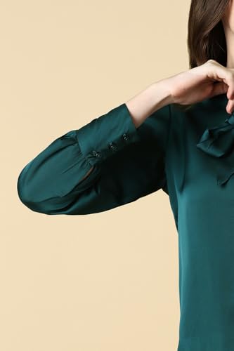 Image of Allen Solly Women's Solid Tie-Up Shirt | Knot-Front Detail | Regular Fit | Soft Breathable Fabric | Smart Casual Wear