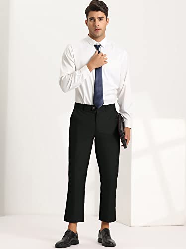 Lars Amadeus Men's Cropped Pants Slim Fit Flat Front Solid Color Ankle-Length Dress Pants3