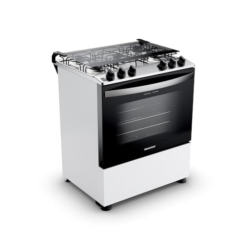 Fogão Brastemp 5 Bocas Cor Branca Com Botões Removíveis e Exclusivo Aro Protetor – BFS5NDB BIVOLT