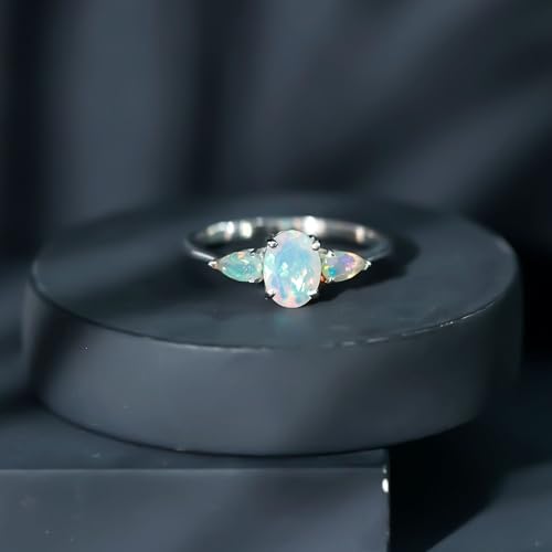 Natural Ethiopian Opal 3 Stone Engagement Ring, Aaa Quality, Certified Opal Past Present Future Ring - Ready To Gift3